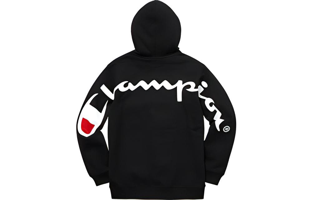 Кофта Supreme SS18 Champion Hooded Sweatshirt Black Logo - изображение 1