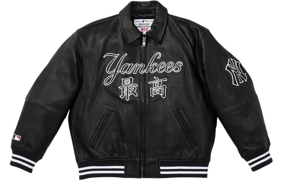 Куртка Supreme x New York Yankees Kanji Leather Varsity Jacket - изображение 1
