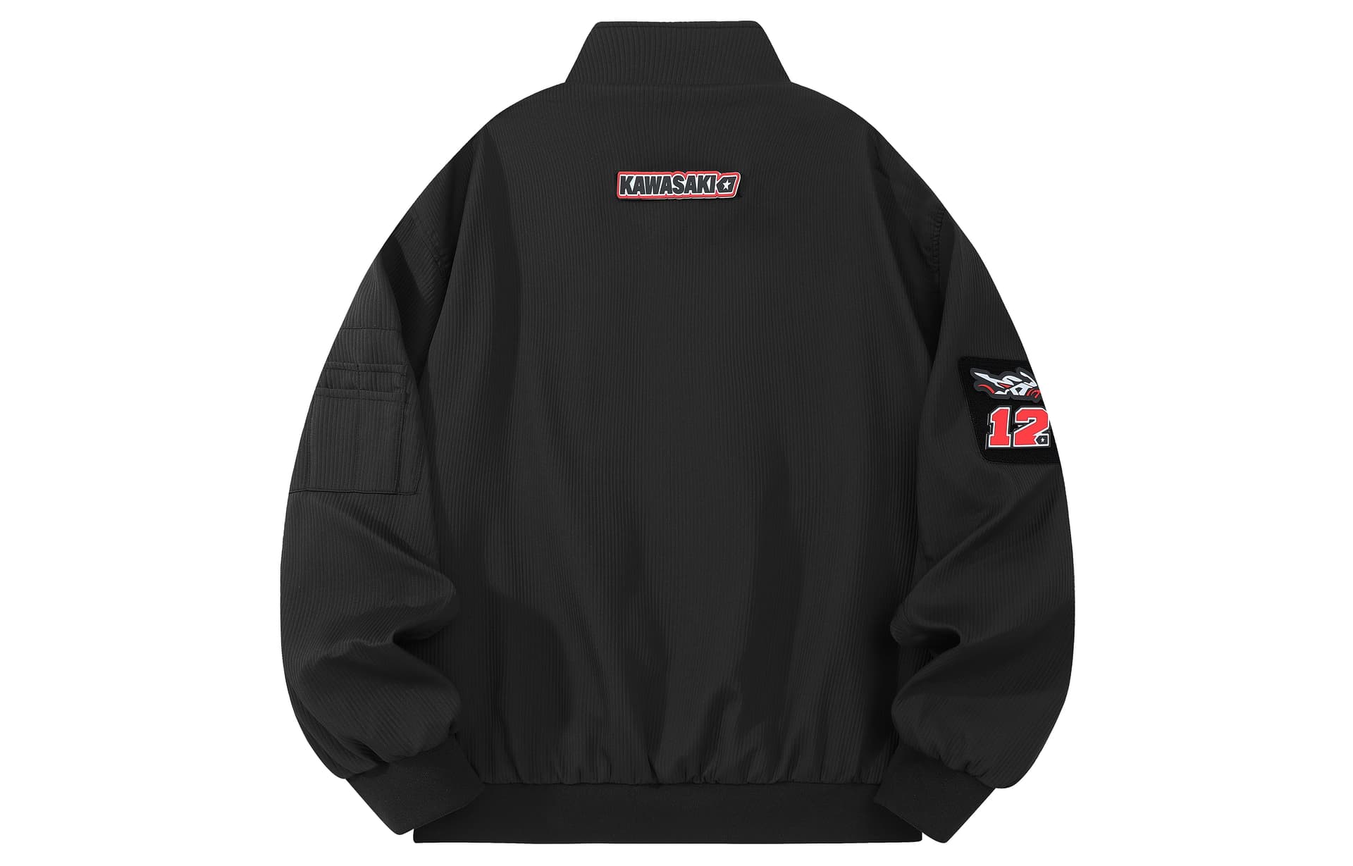 Куртка Kawasaki x Кавасаки Американский Базовый Однотонный Застежка на липучке Повседневный Экстра свободный Универсальный Преппи стиль Авиатор Унисекс - изображение 2