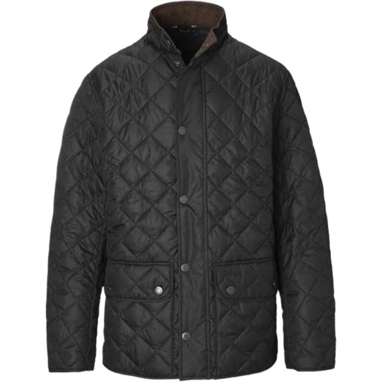 Зимняя куртка пуховик BARBOUR Однотонный воротник-стойка однобортный хлопковый пуховик мужской черный - изображение 1