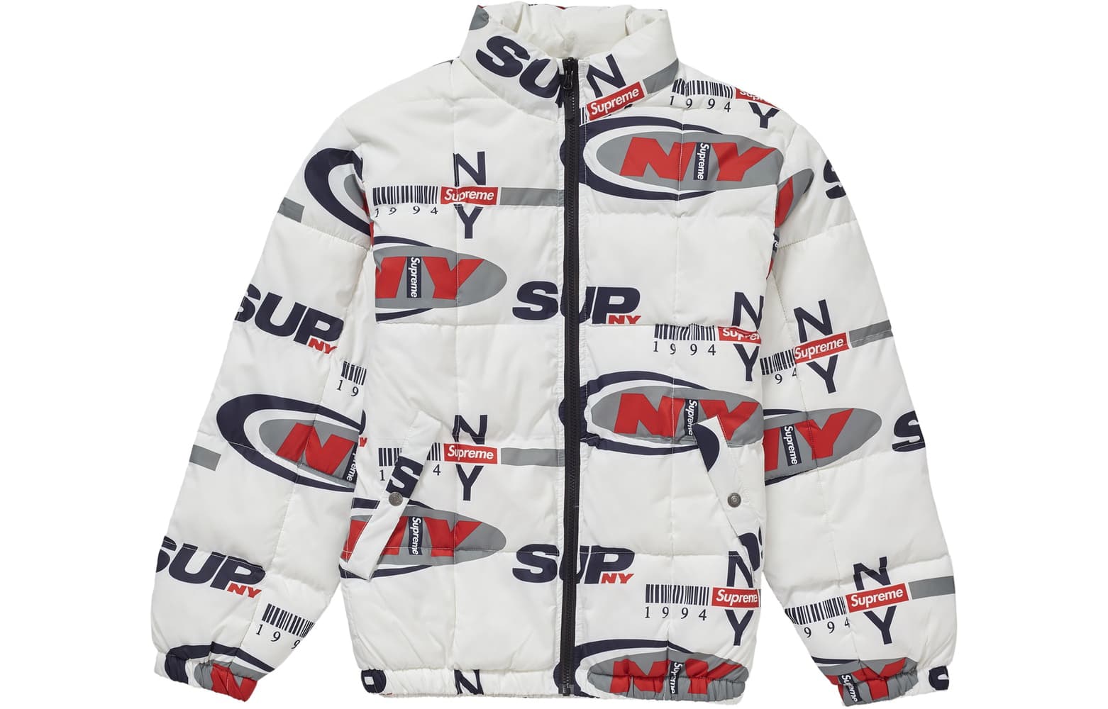 Зимняя куртка пуховик Supreme FW18 NY Reversible Puffy Jacket White - изображение 1