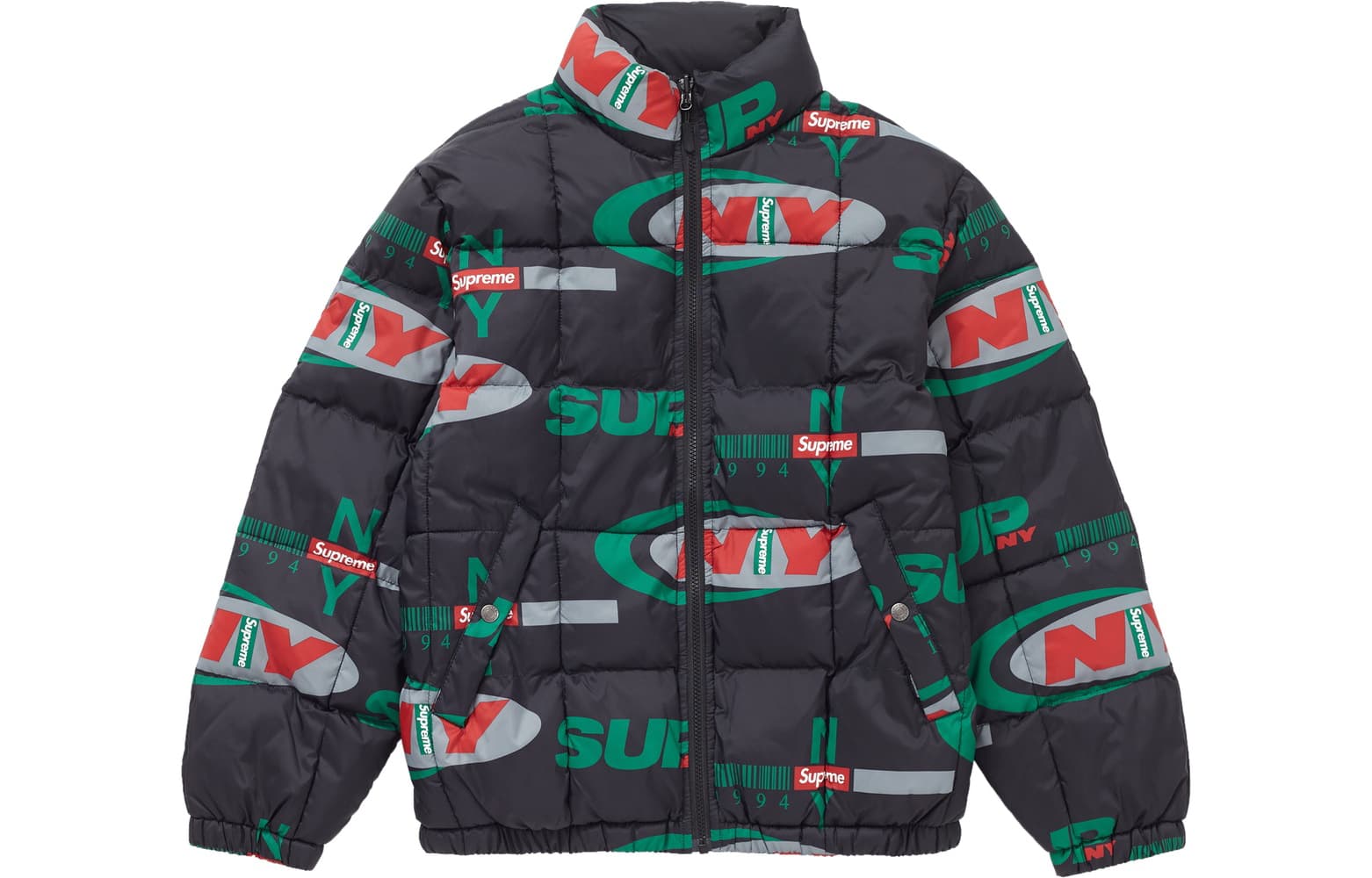 Зимняя куртка пуховик Supreme FW18 NY Reversible Puffy Jacket Black - изображение 1