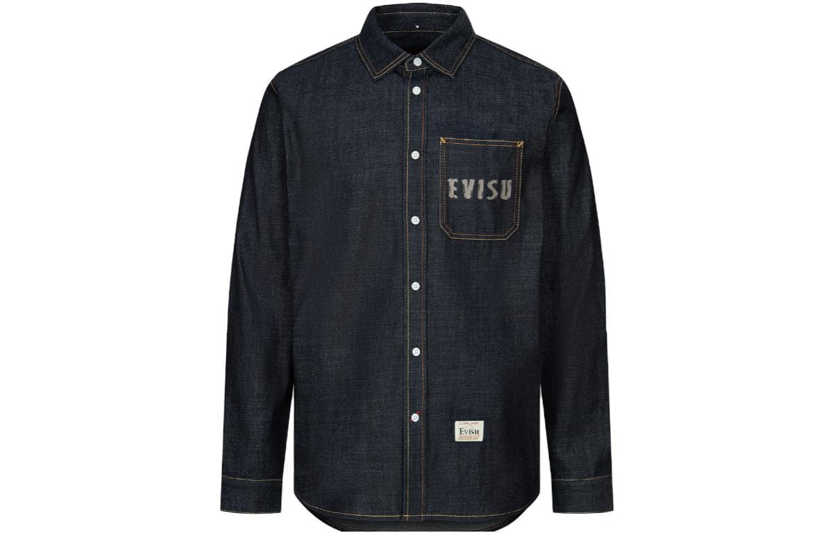 Джинсовая куртка EVISU KUMADORI DARUMA DAICOCK PRINT REGULAR FIT DENIM SHIRT Logo - изображение 1