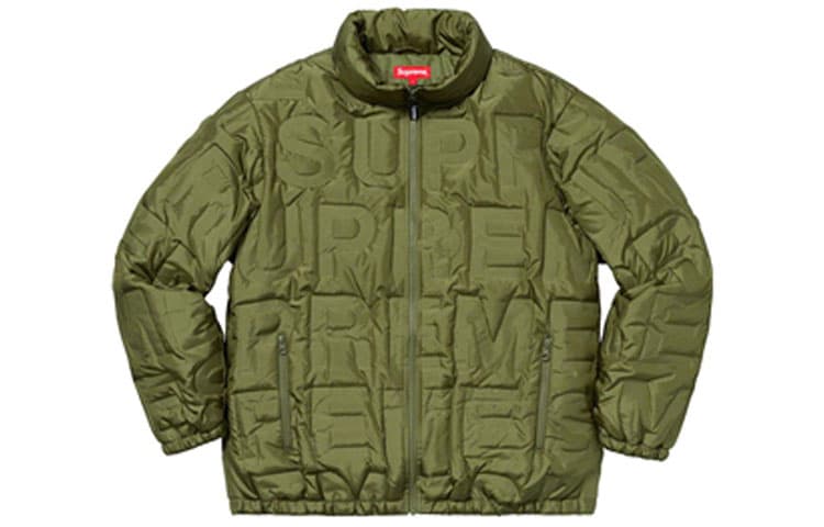 Зимняя куртка Supreme SS19 Bonded Logo Puffy Jacket Olive Logo - изображение 1