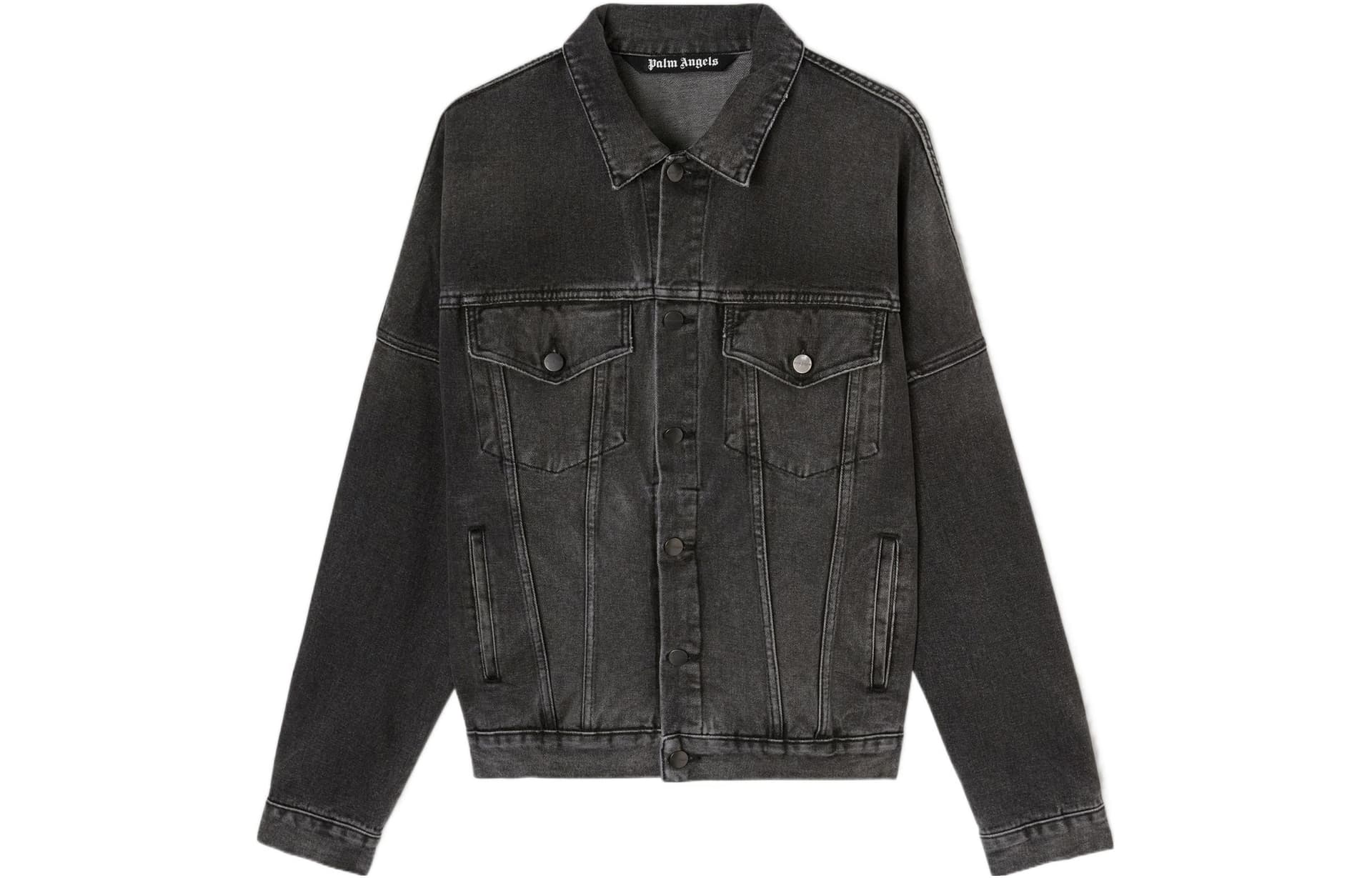 Джинсовая куртка Palm Angels Arched Logo Denim Jacket Black - изображение 1