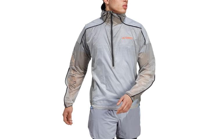 Куртка adidas Terrex Logo Half-Zip Hoodie Silver Gray - изображение 1