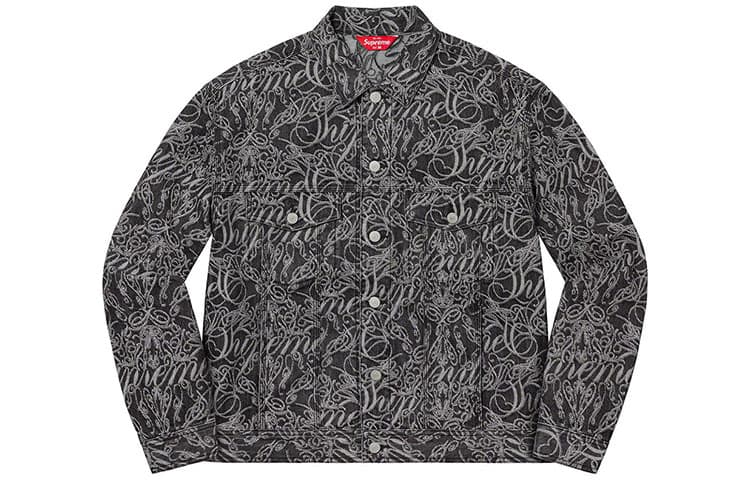 Джинсовая куртка Supreme Script Jacquard Denim Trucker Jacket - изображение 1