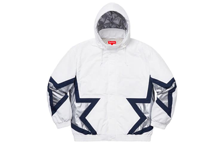 Зимняя куртка пуховик Supreme SS19 Stars Puffy Jacket White - изображение 1