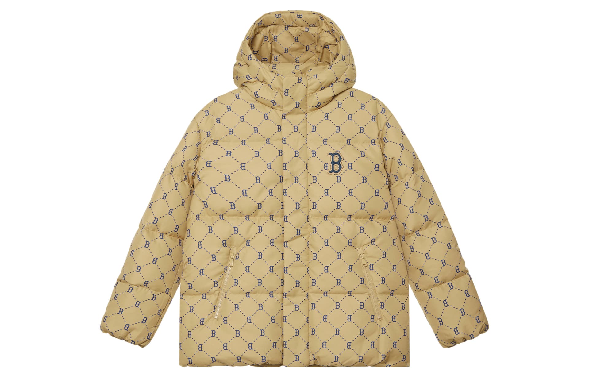 Зимняя куртка MLB MONOGRAM Коллекция Boston Red Sox FW24 Пуховик Унисекс Светлый Бежевый - изображение 1