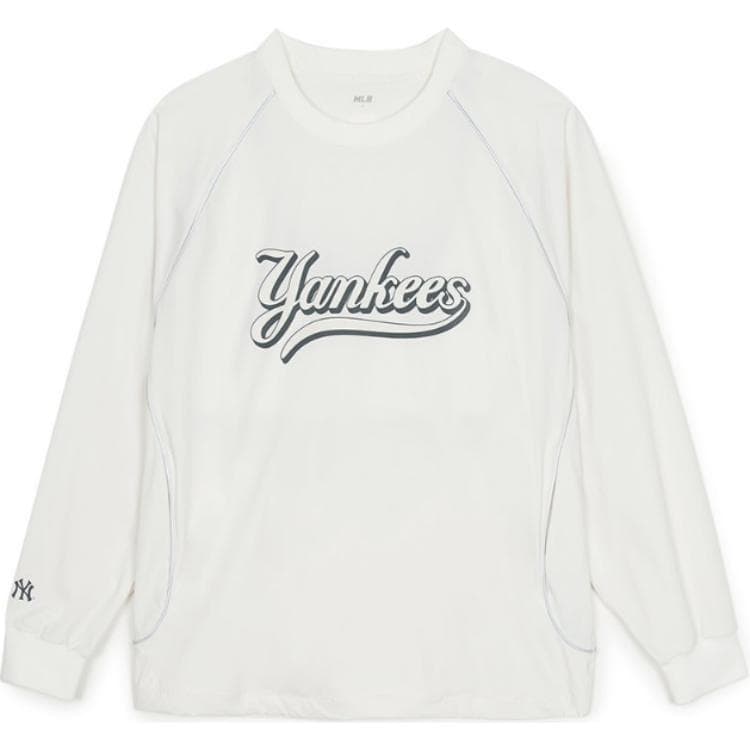 Худи MLB New York Yankees Белый Мужской Толстовка с круглым вырезом и ребристой отделкой - изображение 1