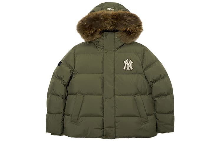 Зимняя куртка MLB Yankees Logo Hooded Puffer Jacket Green - изображение 1