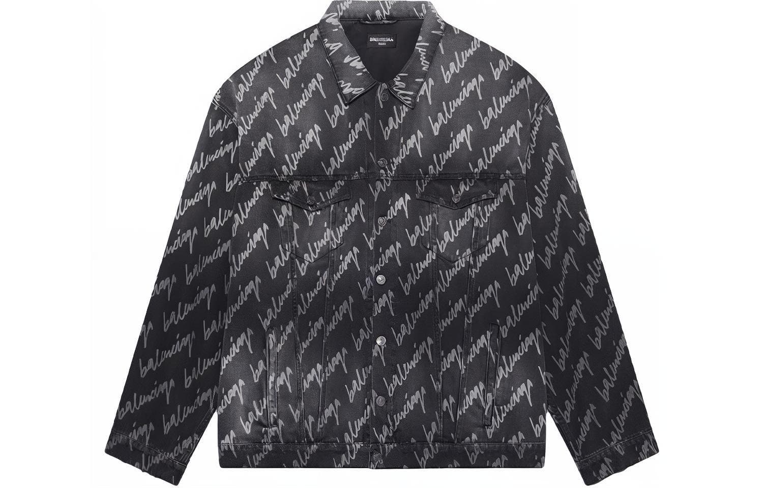 Джинсовая куртка Balenciaga Allover SS22 Logo Denim Jacket Grey - изображение 1