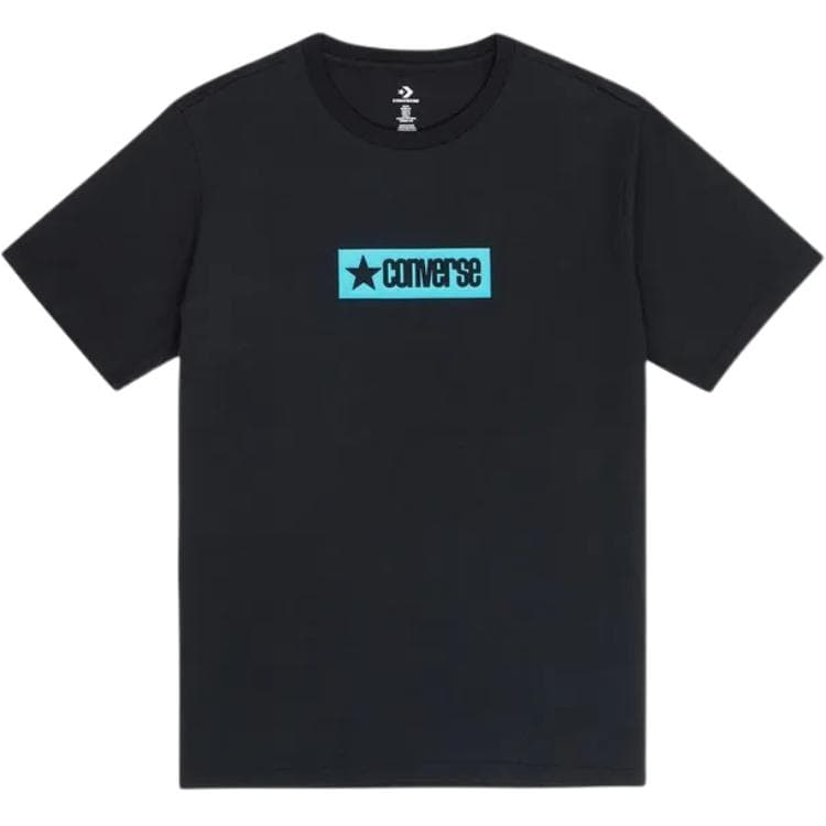 Футболка Converse Минималистичный винтажный круглый вырез модный короткий рукав футболка мужской черный - изображение 1