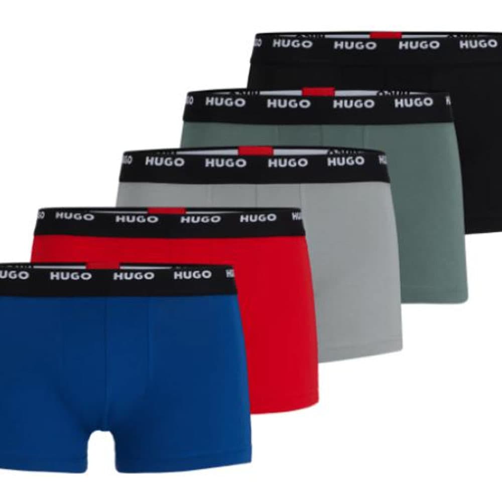 Трусы HUGO BOSS FW23 Five-Pack Of Stretch-Cotton Trunks With Logo Waistbands 5 - изображение 2