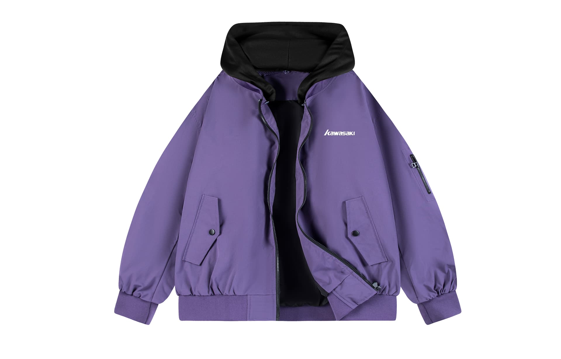 Куртка Kawasaki Американский винтаж Однотонный минималистичный логотип Ветрозащитный и водонепроницаемый Куртка пилот унисекс - изображение 1