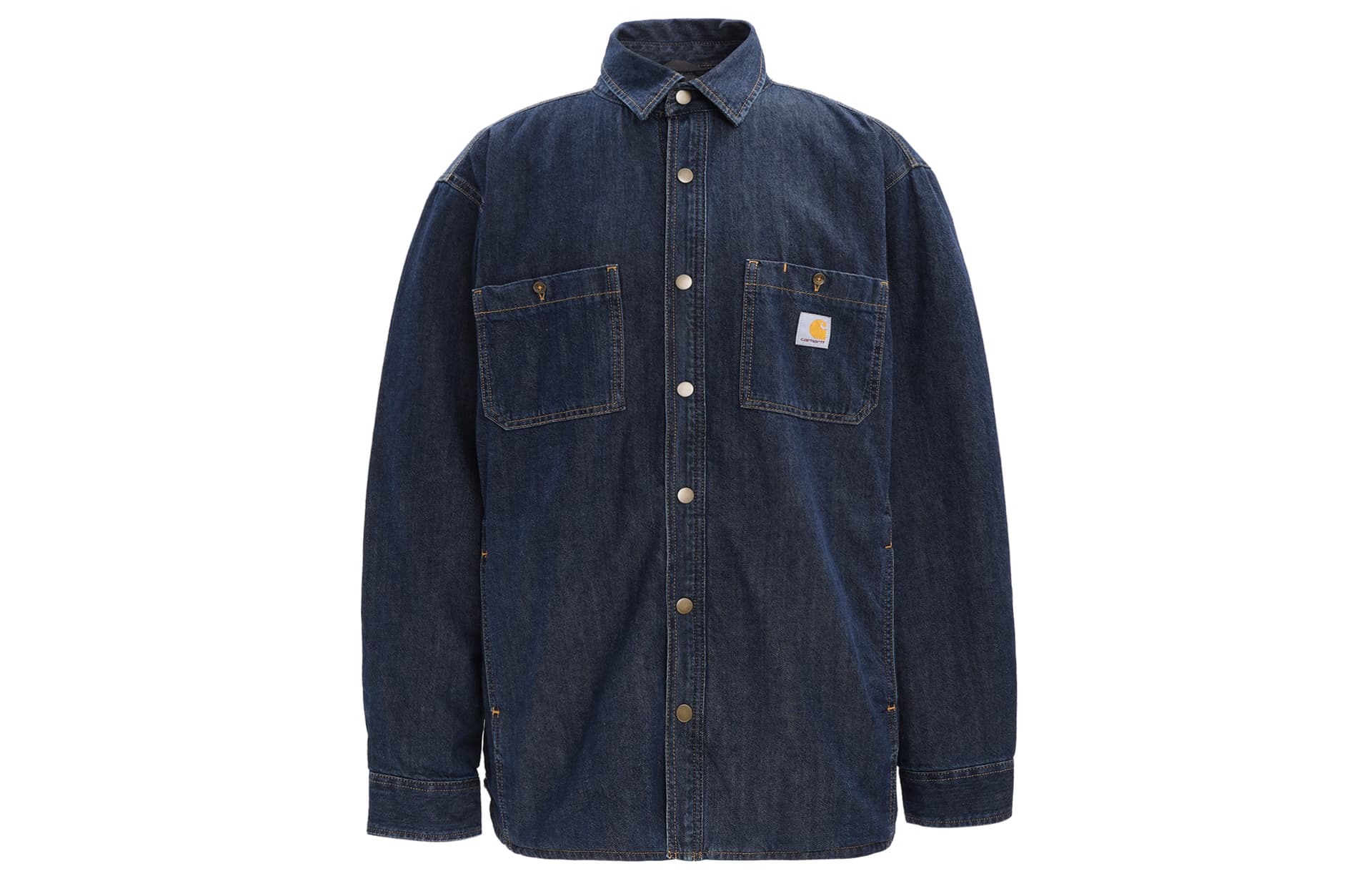 Джинсовая куртка Carhartt 105605 DENIM FLEECE LINED SNAP-FRONT SHIRT JAC Glacier logo RELAXED FIT - изображение 1
