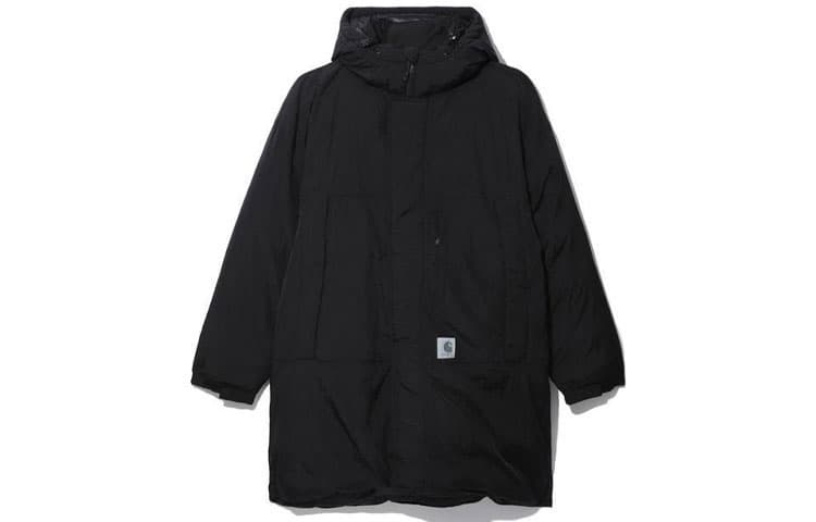 Зимняя куртка пуховик Carhartt WIP Logo Hoodie Black - изображение 1