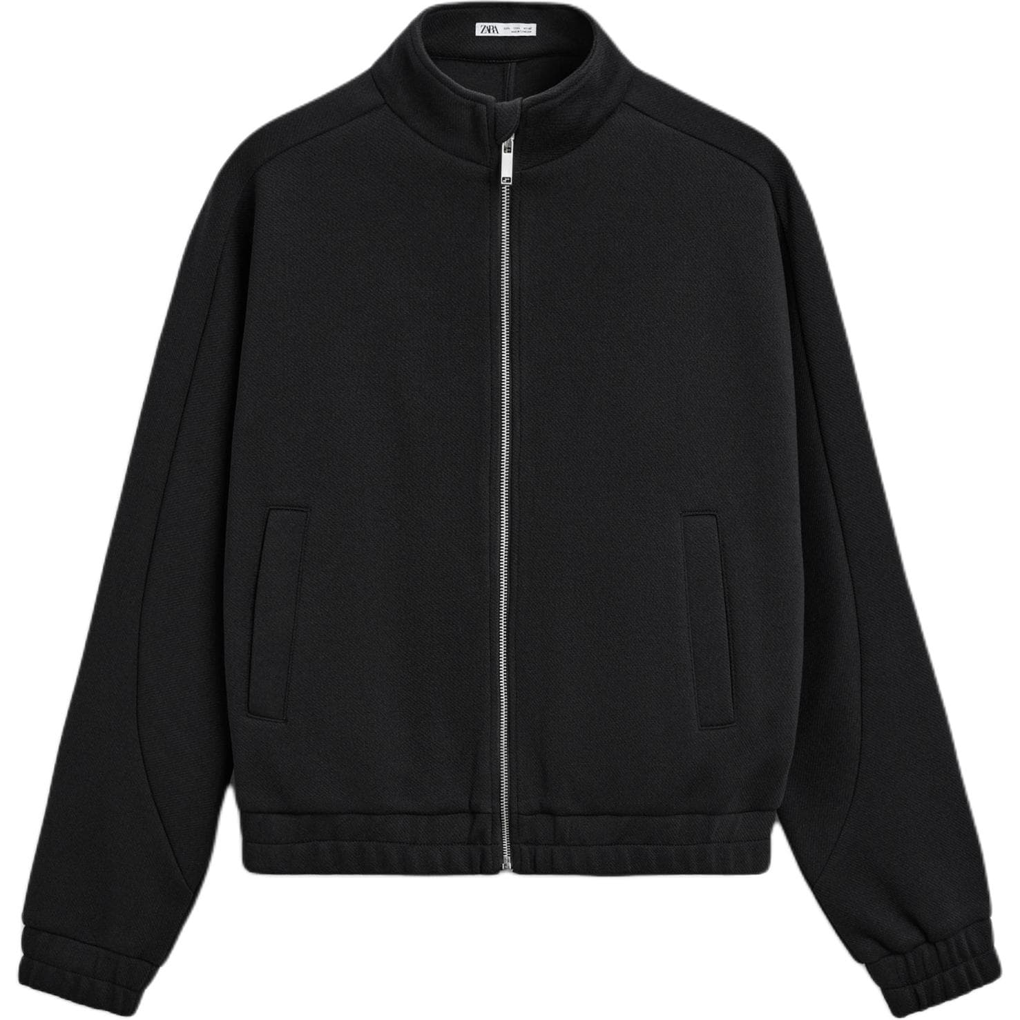 Кофта ZARA Zip-Up Slim Fit Sweatshirt Black - изображение 1