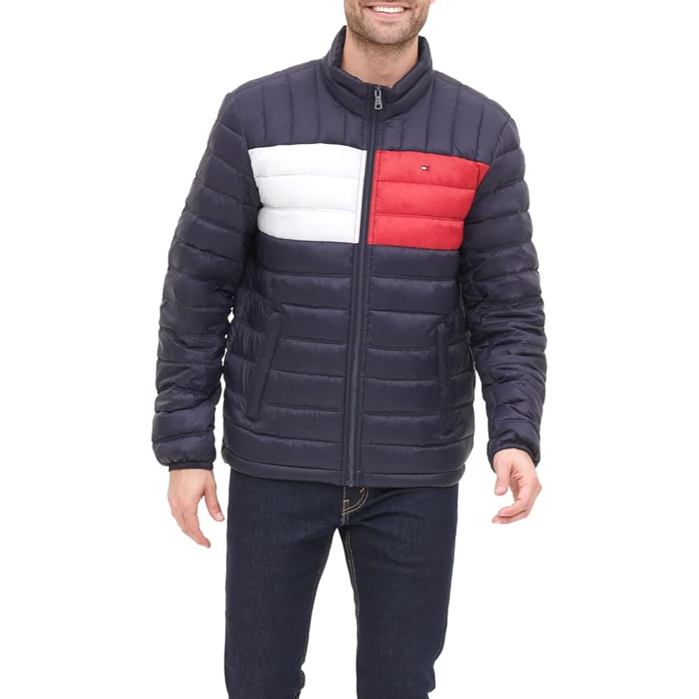 Зимняя куртка Tommy Hilfiger Пуховик Мужской Темно-Синий Многоцветный - изображение 1