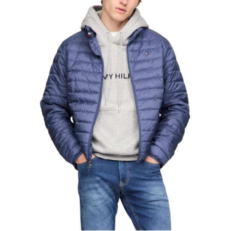 Зимняя куртка пуховик Tommy Hilfiger Хлопковый пуховик мужской Haze синий - изображение 1