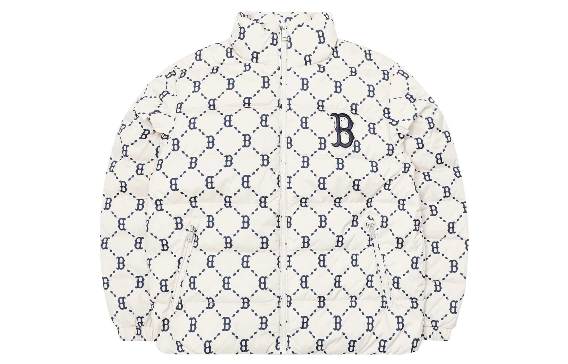 Зимняя куртка MLB Diamond Monogram Short Down Jacket Beige - изображение 1