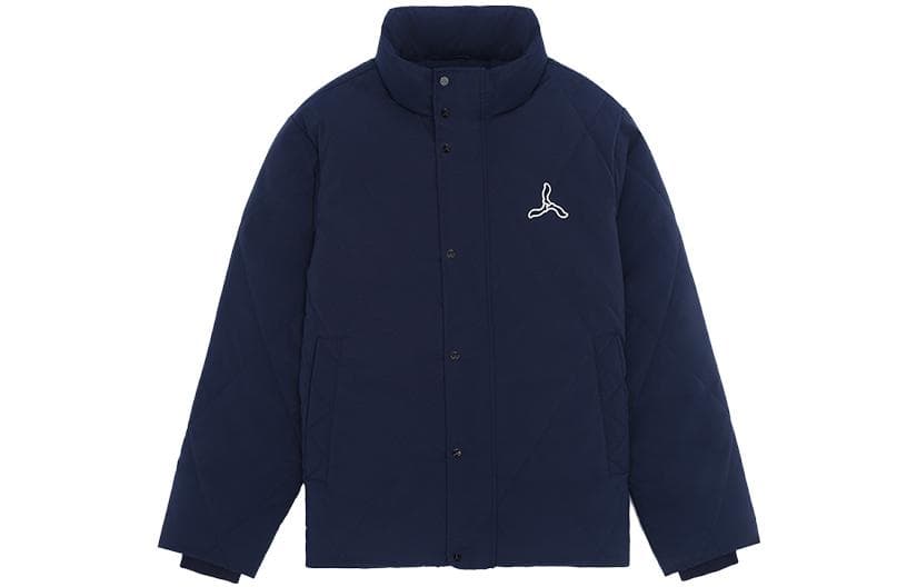 Зимняя куртка LI-NING 1990 Classic Однотонный однобортный пуховик с молнией и воротником-стойкой, длинный рукав, мужской, темный морской синий - изображение 1