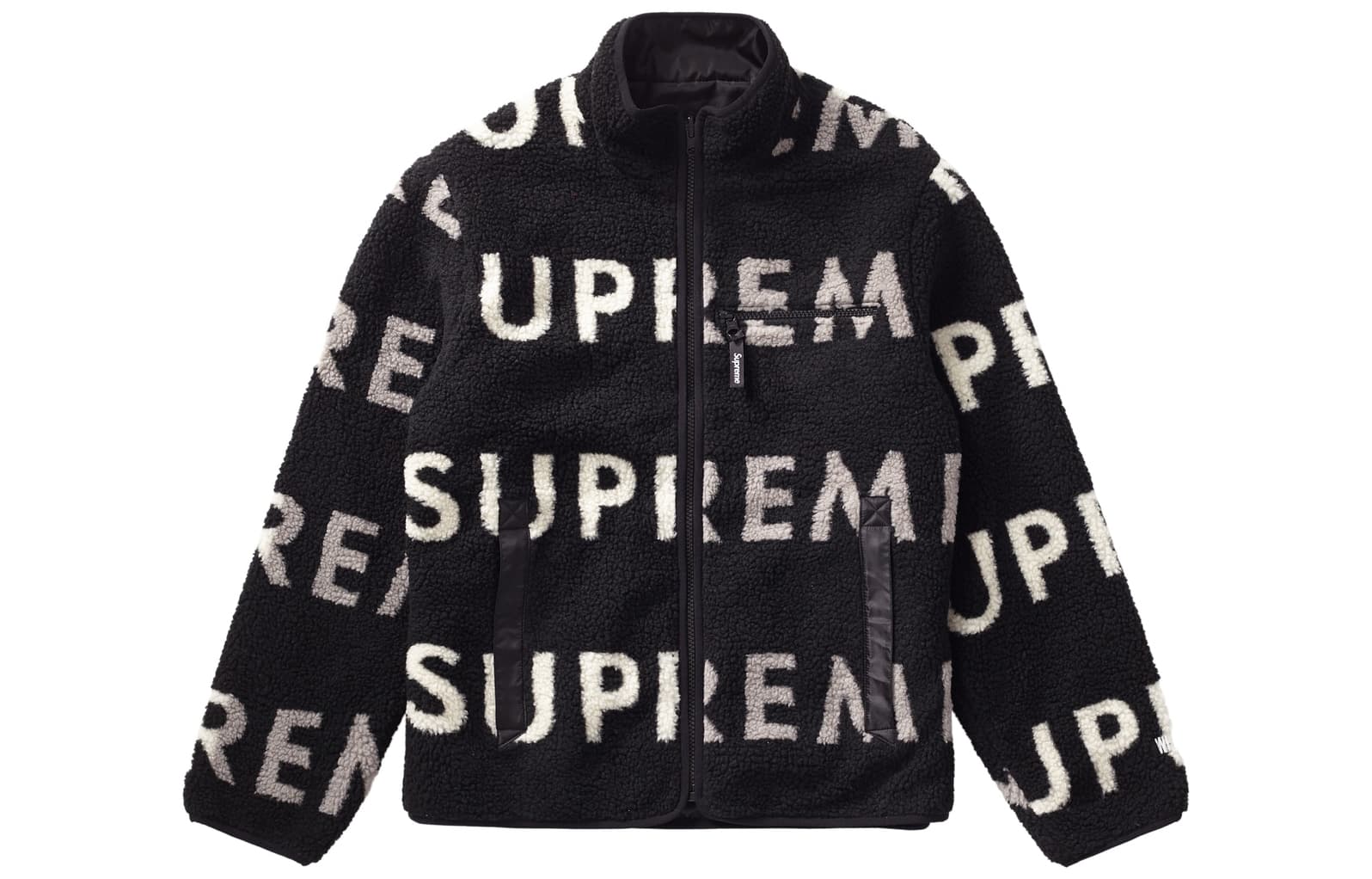 Куртка Supreme FW18 Reversible Logo Fleece Jacket Black - изображение 1
