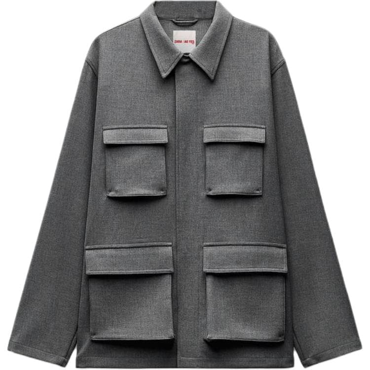 Пиджак ZARA x AO YES SS25 Бизнес-костюм мужской серый - изображение 1