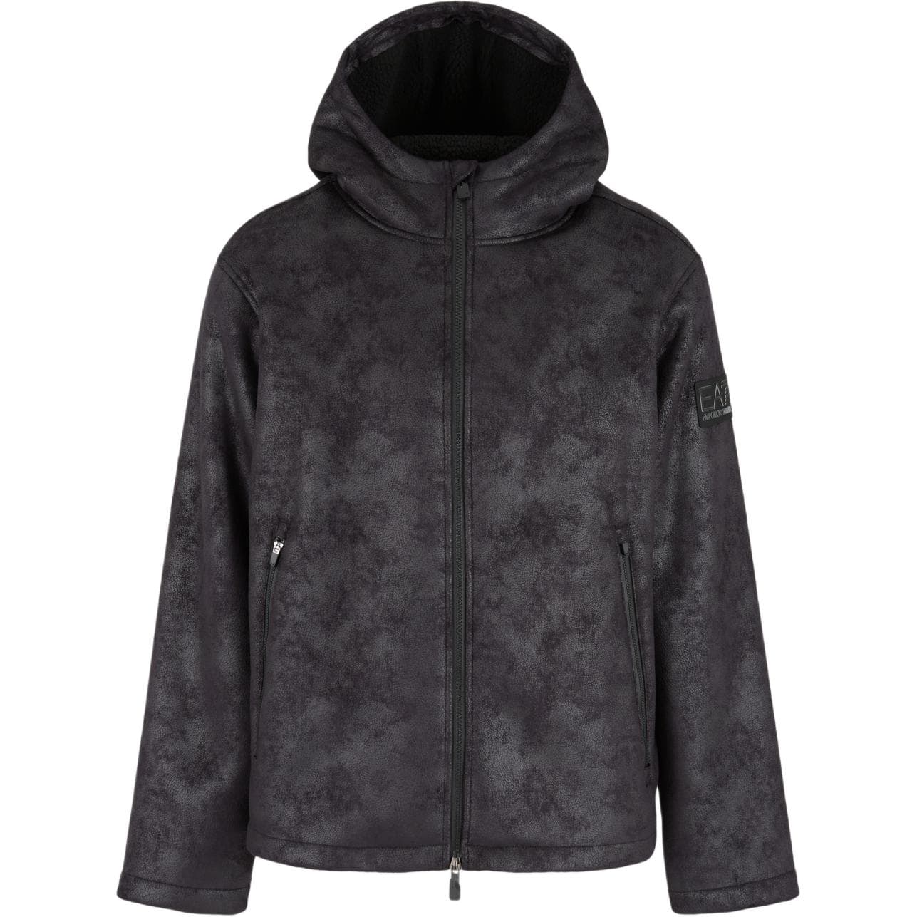 Куртка EMPORIO ARMANI EA7 FW24 Логотип с флисовой подкладкой куртка и пальто с капюшоном длинные рукава мужские черный - изображение 1