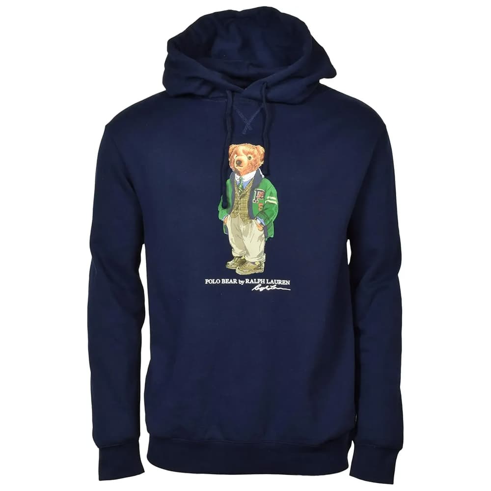 Худи Polo Ralph Lauren SS23 Медведь Узор С флисовой подкладкой С капюшоном Длинный рукав Толстовка Мужской Морской синий - изображение 1
