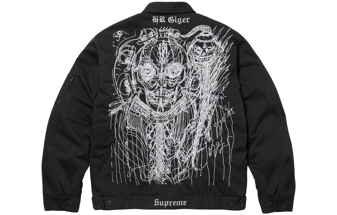 Куртка Supreme x H.R. GIGER FW23 WEEK8 EMBROIDERED WORK JACKET - изображение 1