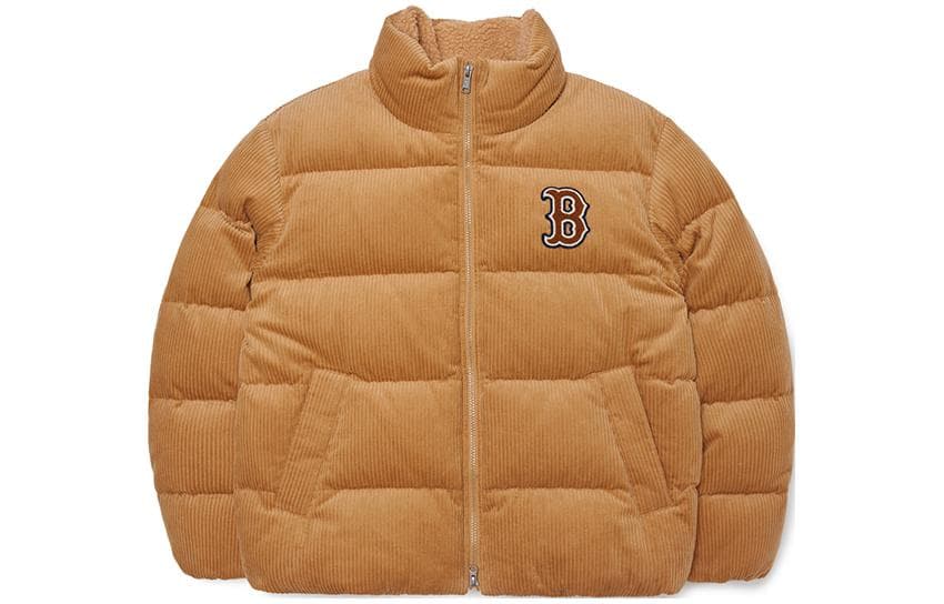 Зимняя куртка MLB FW23 Embroidered Corduroy Down Jacket Beige - изображение 1