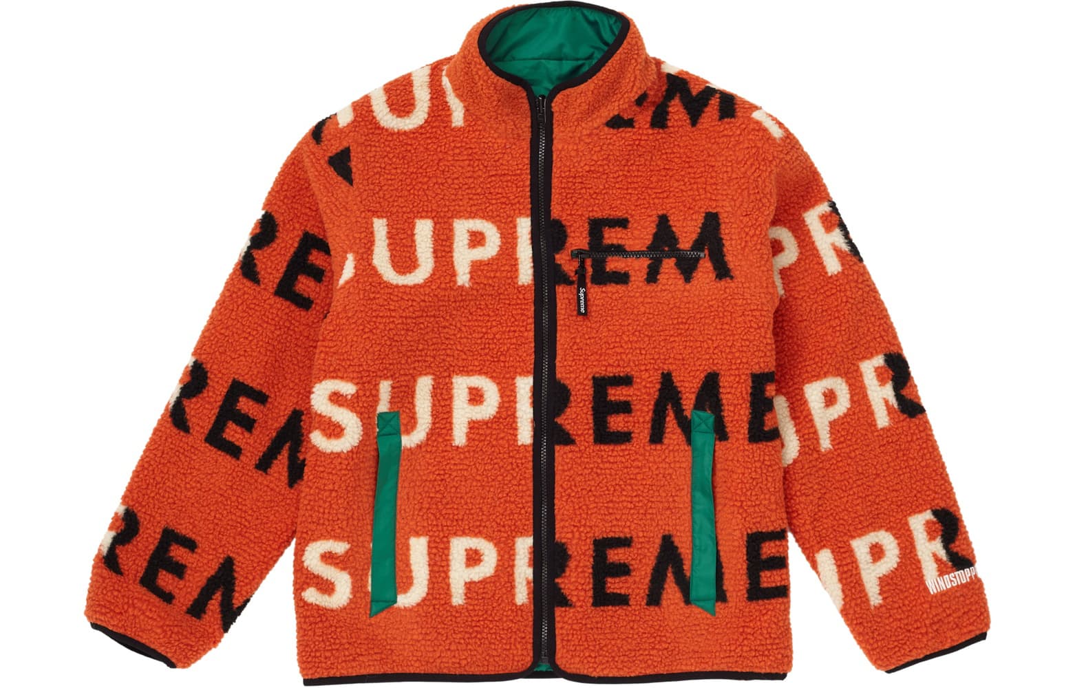 Куртка Supreme FW18 Reversible Logo Fleece Jacket Orange - изображение 1