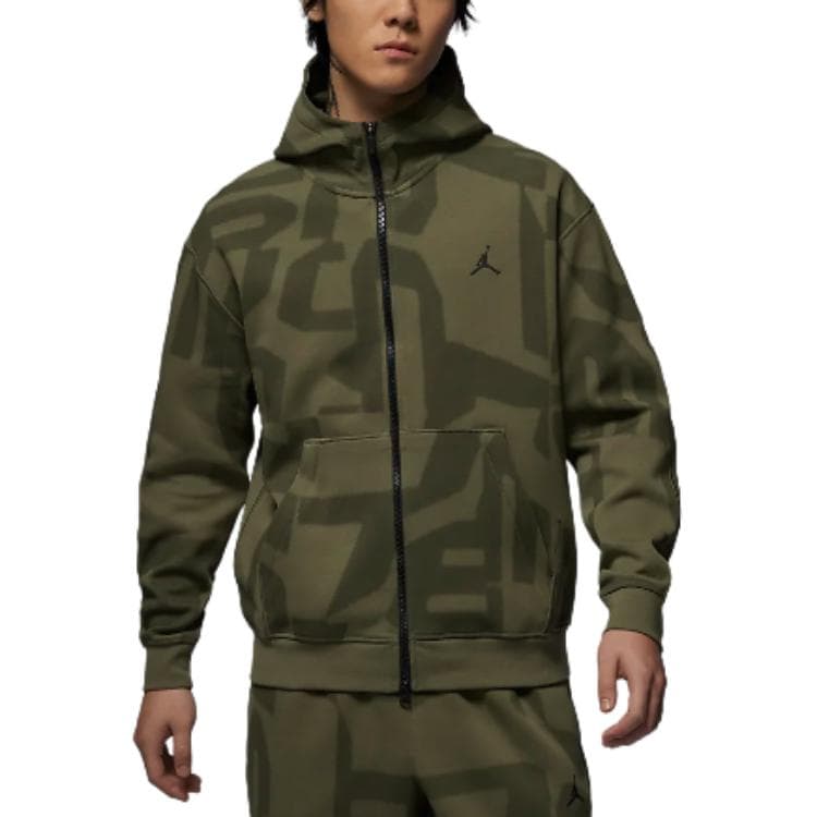 Куртка Jordan SportHOOP Dri-FIT С капюшоном Быстросохнущий Модный Куртка Мужской Оливково-зеленый - изображение 1