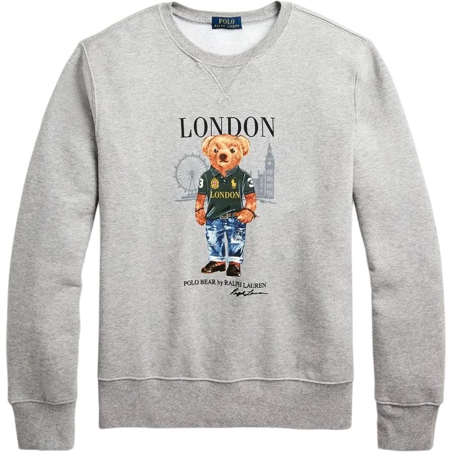 Худи Polo Ralph Lauren FW23 Однотонный Медвежонок Городской Узор Круглый вырез С флисовой подкладкой Длинный рукав Толстовка - изображение 1