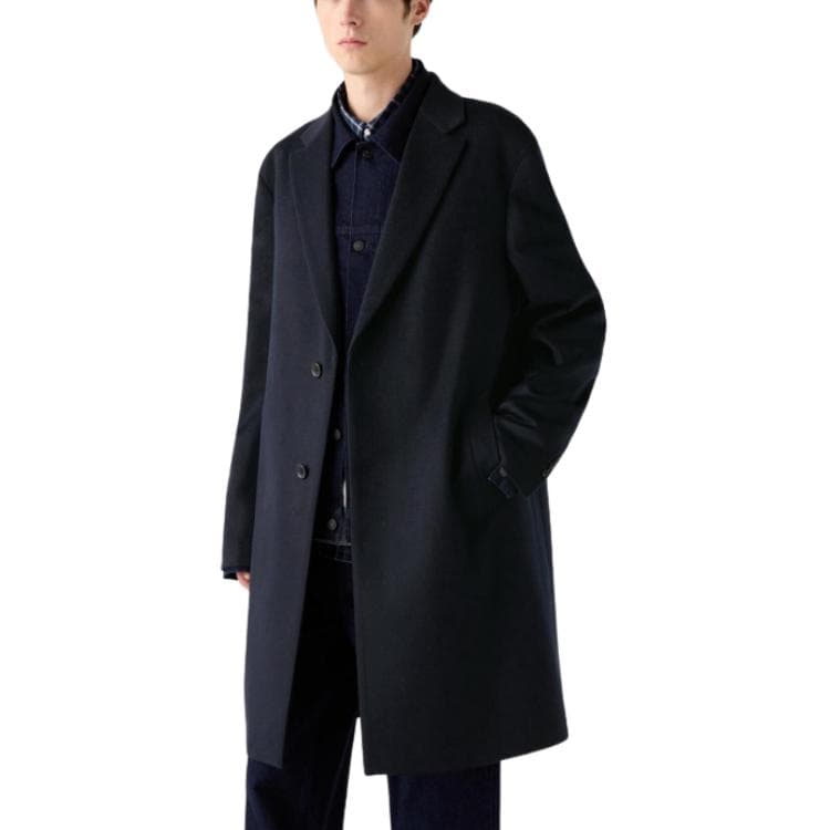 Пальто UNIQLO Темно-синий мужской пальто - изображение 1