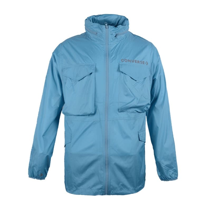 Куртка Converse Field Windbreaker удобная ветровка с воротником стойкой, мужская, морской синий - изображение 1