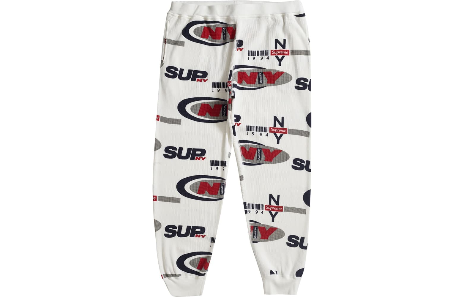 Штаны Supreme FW18 NY Waffle Thermal Pant White - изображение 1
