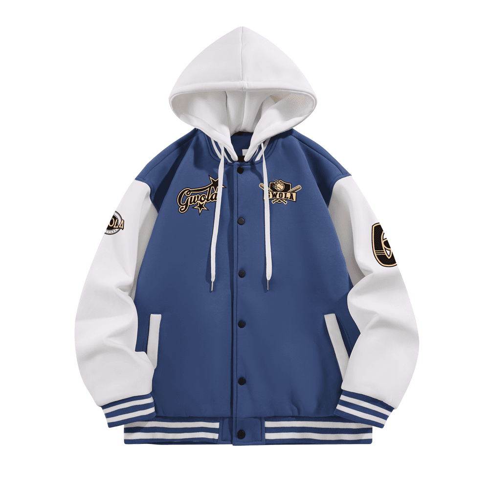 Бомбер Gwola Baseball Boy Series Patchwork Colorblock Letter Print Baseball Jacket - изображение 1