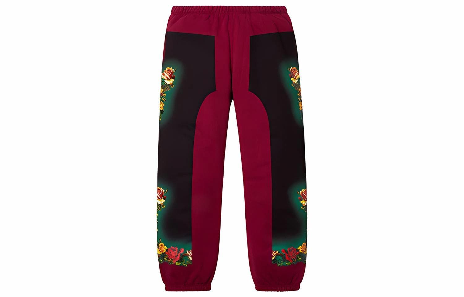 Штаны Supreme x Jean Paul Gaultier Floral Print Sweatpant Burgundy - изображение 1