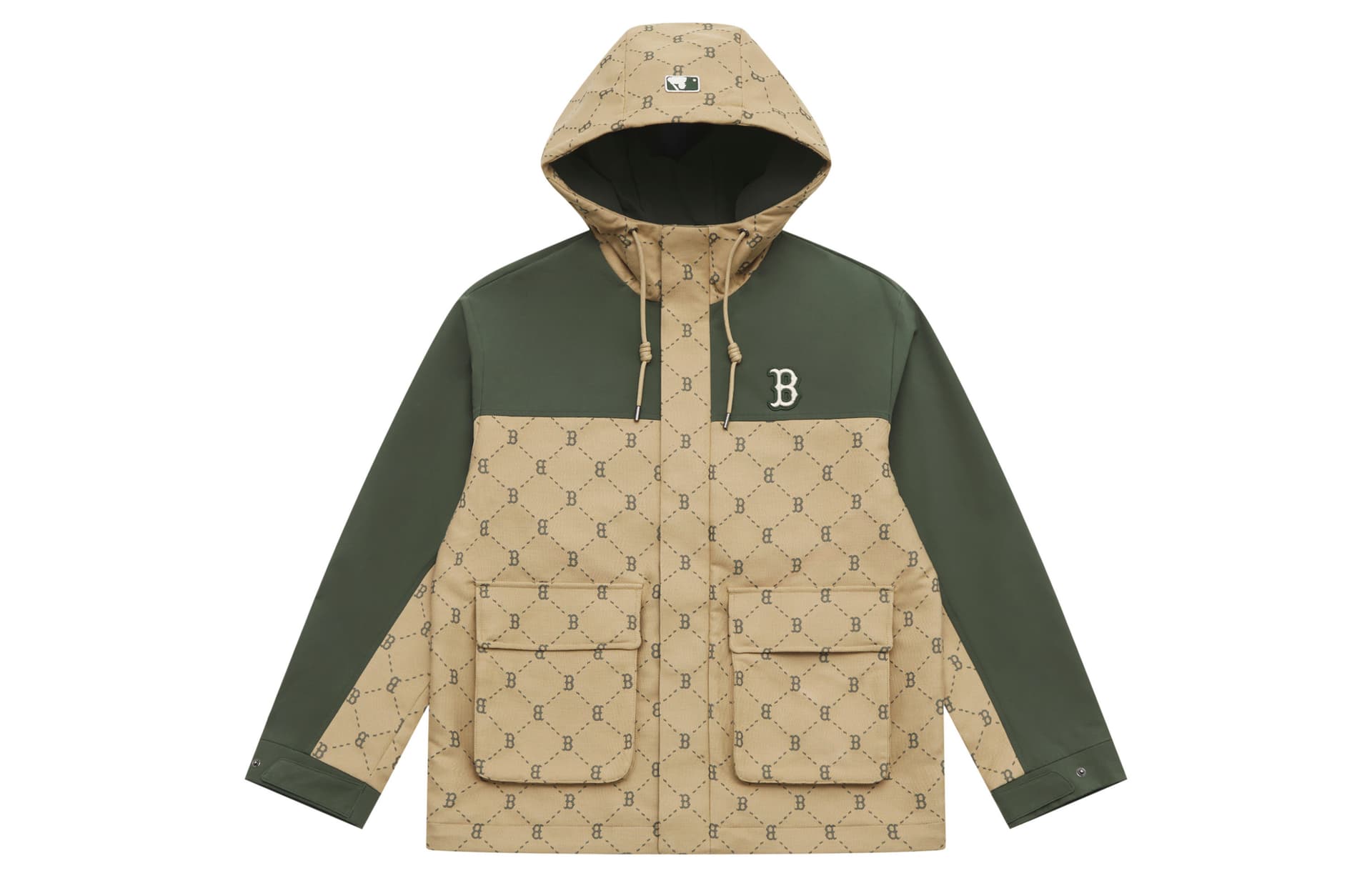 Куртка MLB MONOGRAM Коллекция Boston Red Sox SS25 Ветрозащитный Куртка Унисекс Темный хаки - изображение 1