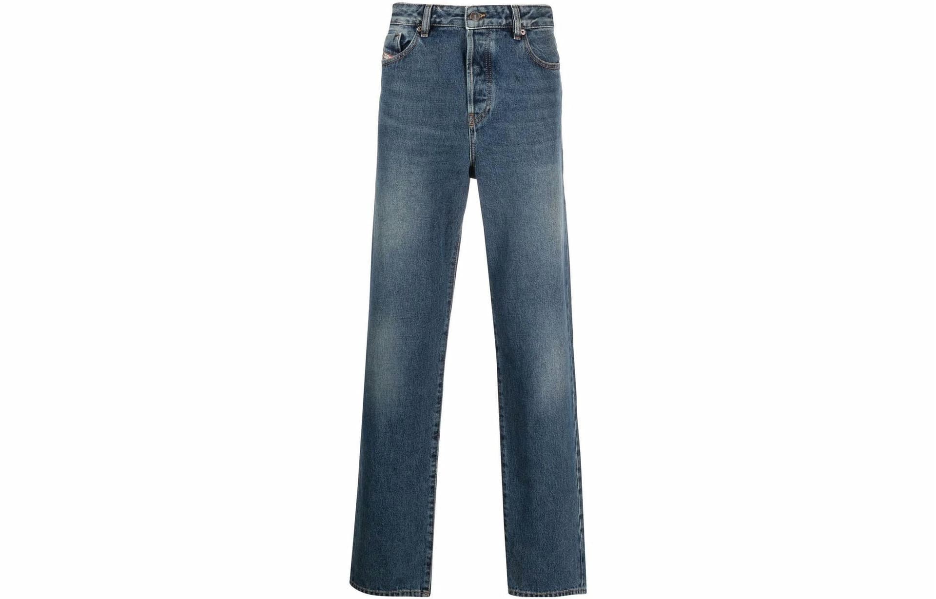 Штаны DIESEL SS23 Washed Straight Jeans Blue