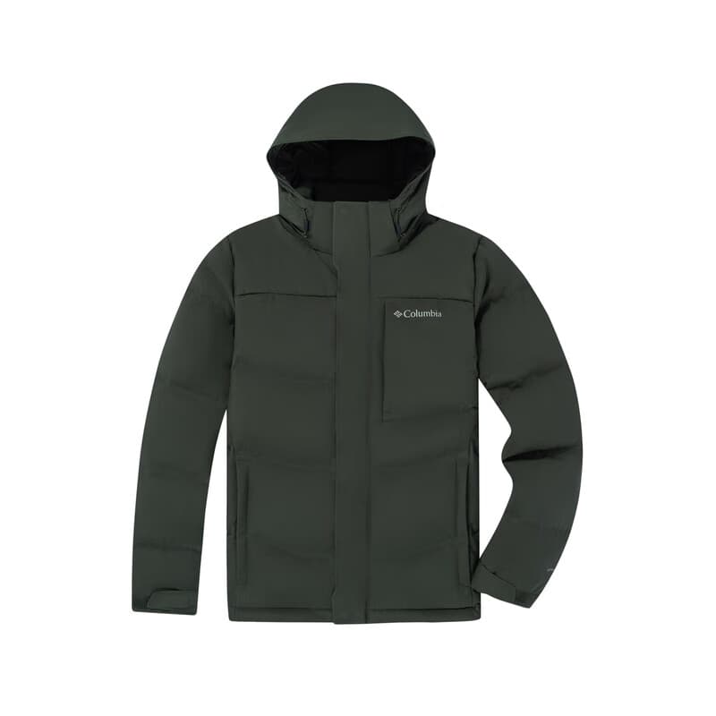 Зимняя куртка Columbia Urban Outdoor Series Дышащий Мягкий Термозащитный укороченный пуховик Мужской Армейский зеленый - изображение 1