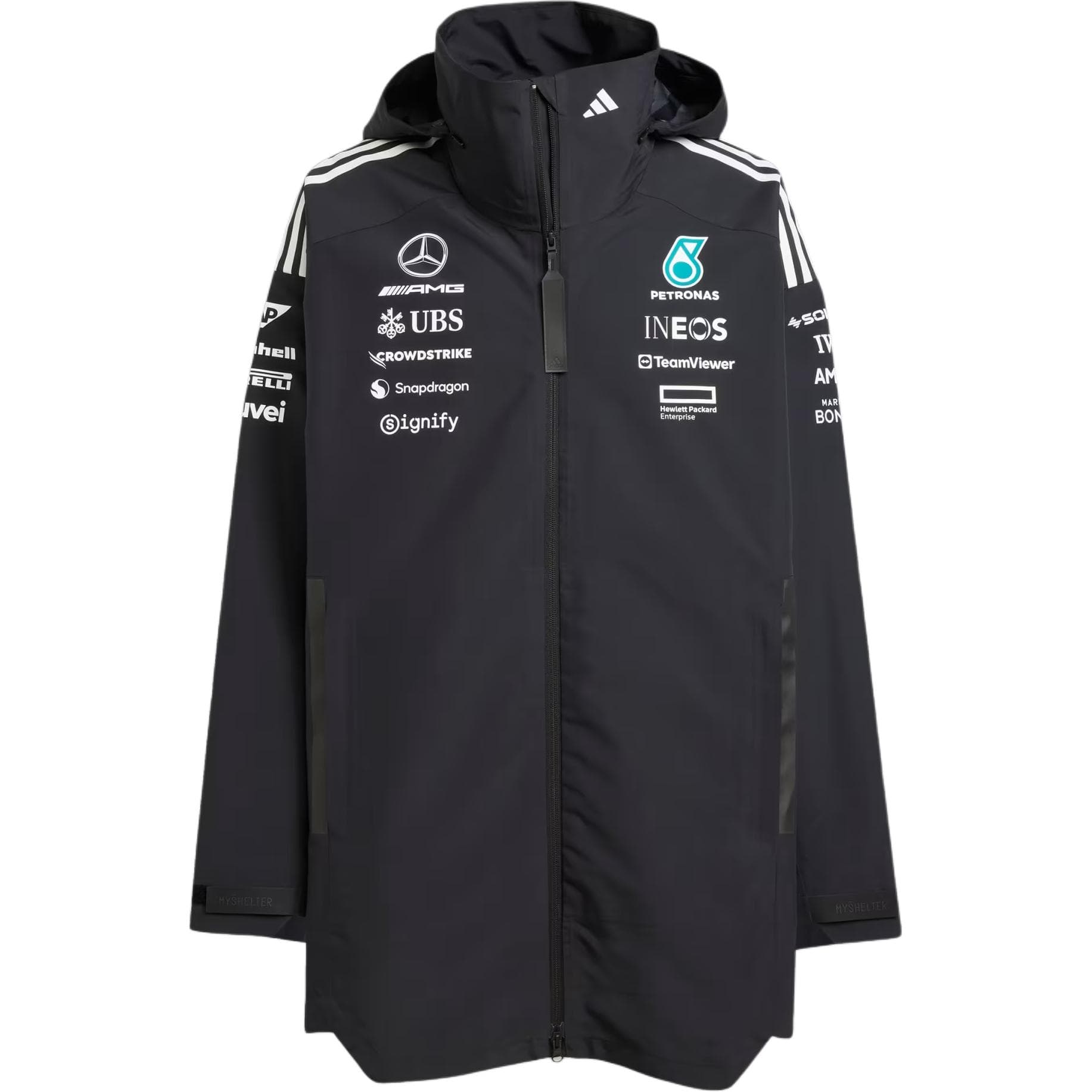 Куртка Adidas x Mercedes AMG Petronas F1 TEAMMYSHELTER Мотоспортивная куртка мужская черная белая - изображение 1