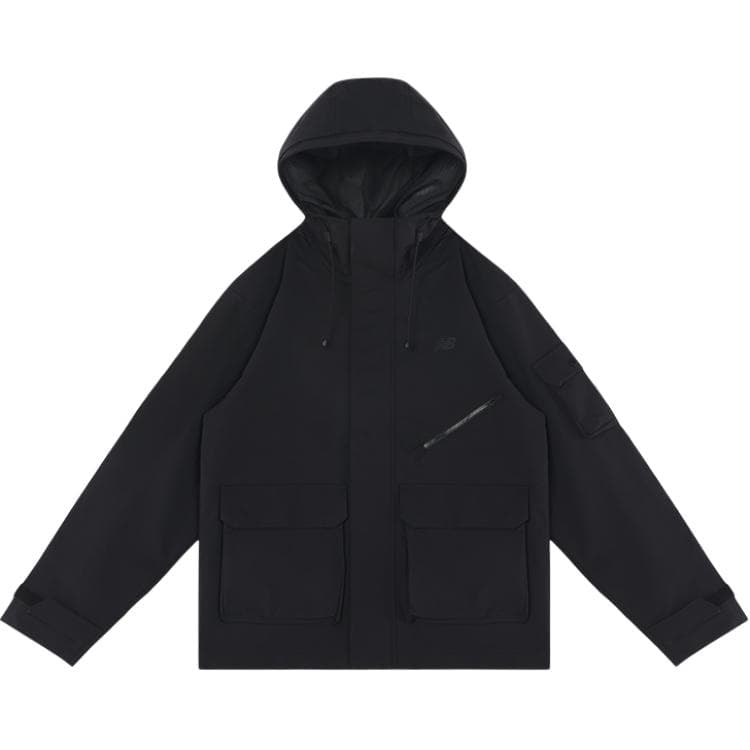 Куртка New Balance SS25 Clean Однотонная Минималистская Большая Карманная Практичная Куртка с Капюшоном Мужская Черная - изображение 1