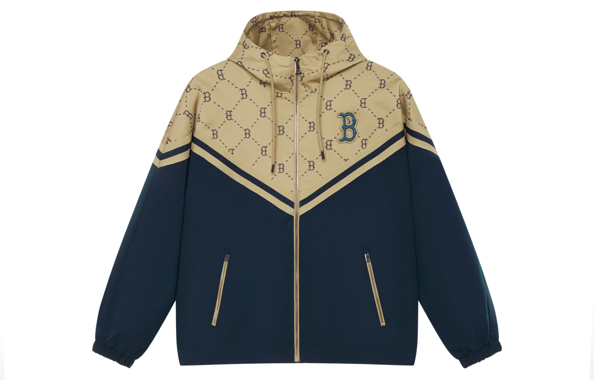 Куртка MLB MONOGRAM Коллекция Boston Red Sox FW24 Ветрозащитный Куртка Unisex Light Бежевый - изображение 1