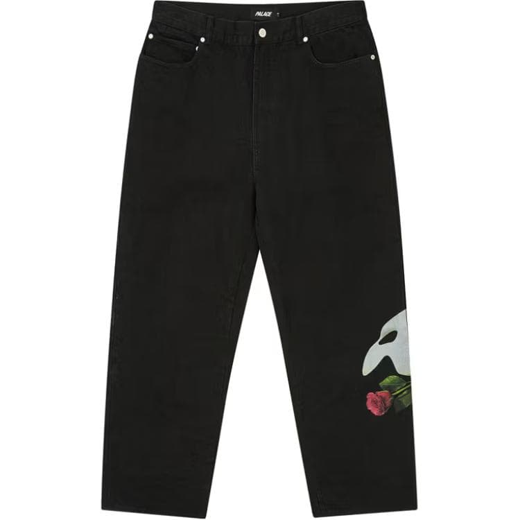 Штаны PALACE The Phantom of the Opera Совместная коллекция FW24 Джинсы с принтом розы и маски Удобный Унисекс - изображение 1