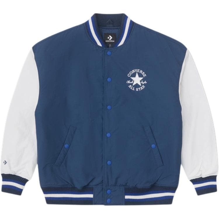 Зимняя куртка пуховик Converse All Star Retro Prep Style Letter Single Button Baseball American Cotton Jacket Mens Blue/White - изображение 1