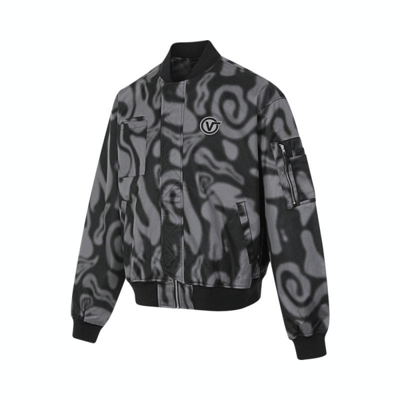 Бомбер Vans Blur Логотип BOMBER Бейсбольная куртка Мужской Черно-серый - изображение 1