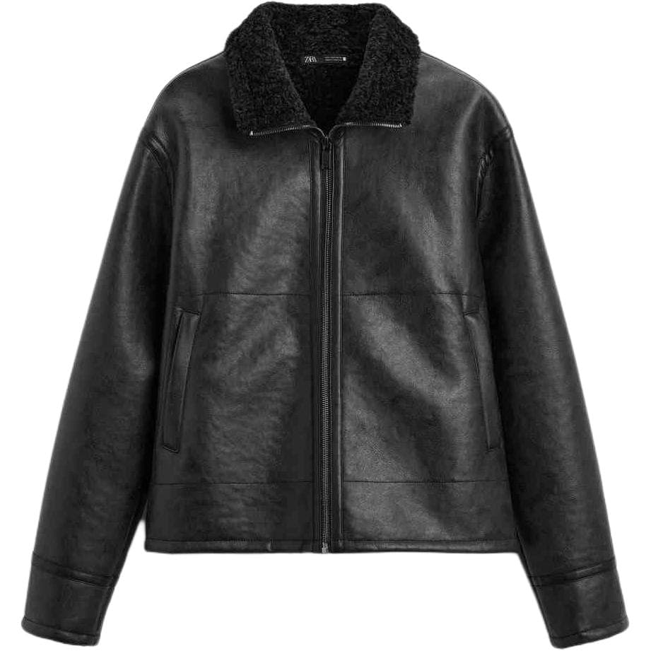 Кожаная куртки ZARA Кожаная куртка мужская черного цвета - изображение 1